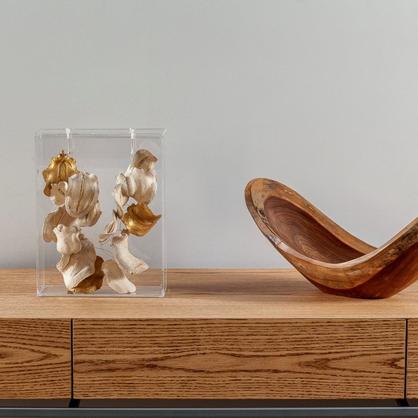 YA060CL4 -  CAIXA BANCADA BOCA SAPO ALVEJADO C/ DOURADO