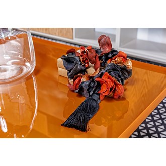 YA045CL5-  MINI COLAR BOCA SAPO PRETO/COBRE/LARANJA COM PING PRETO