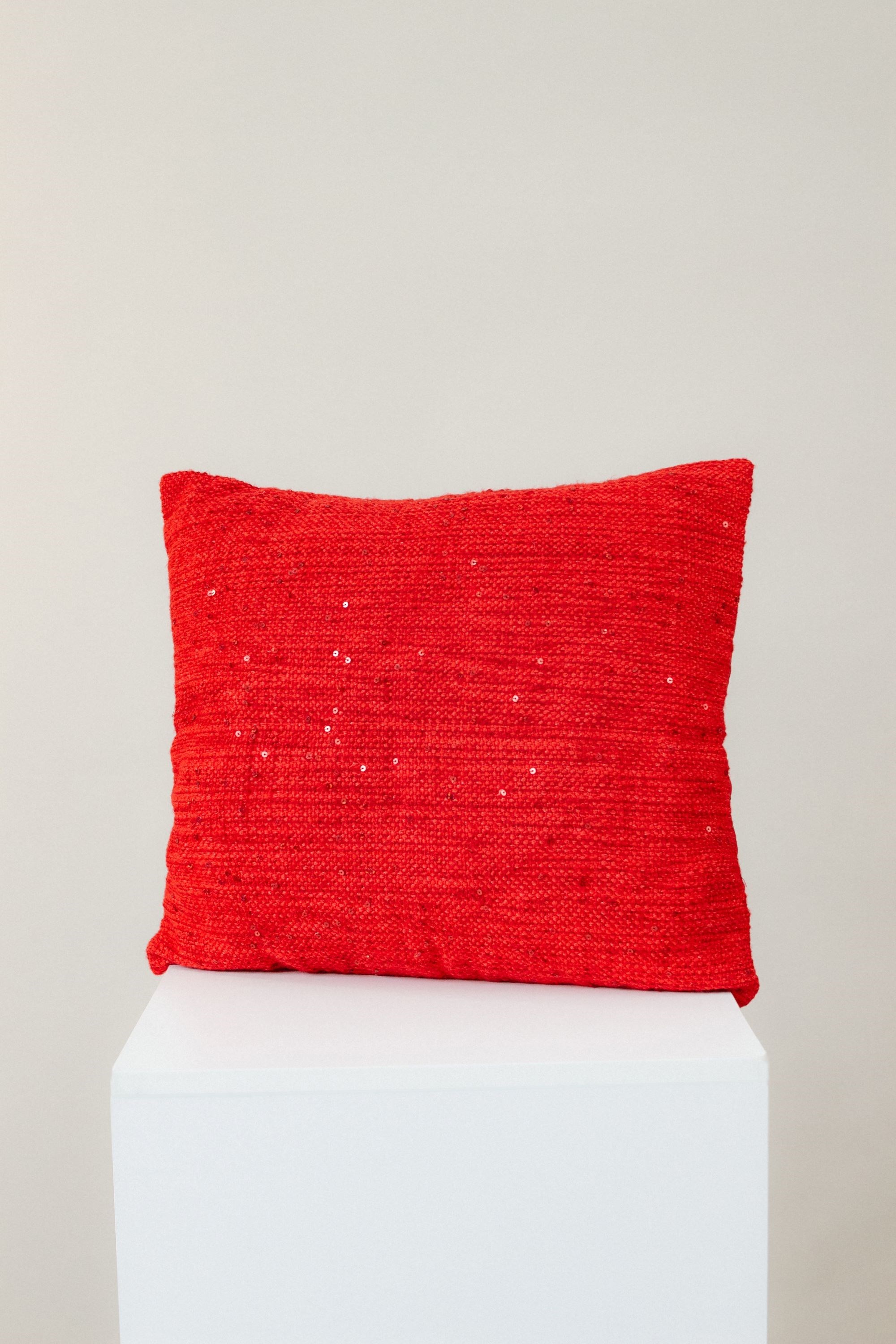 Almofada Tear Cherry Paetê Vermelha